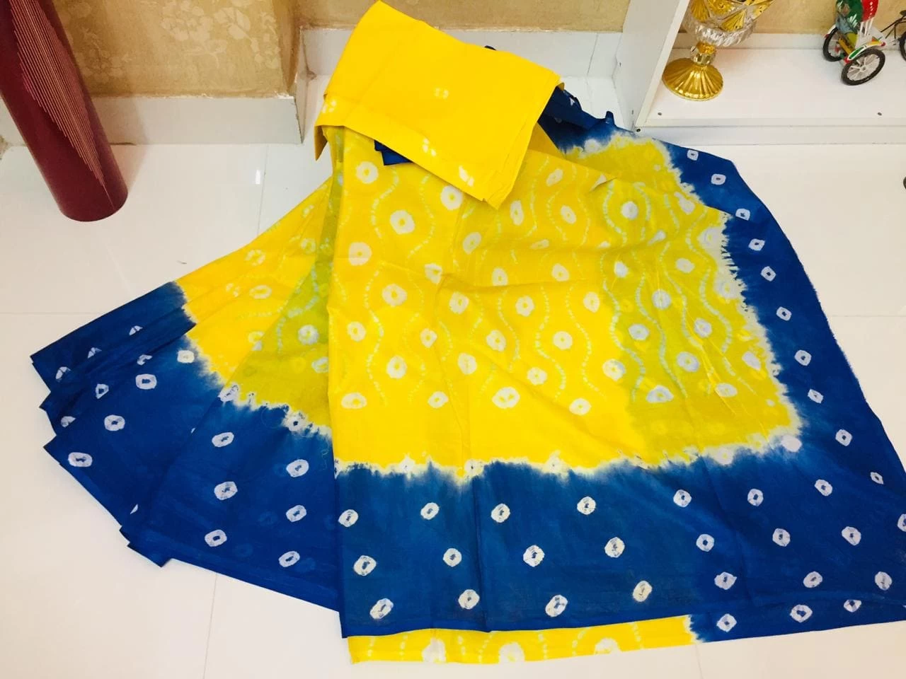 Exclusive Design Cotton Saree for Women – Blue & Yellow